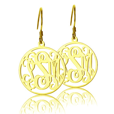 18ct Gold Personalized Circle Monogram Earring