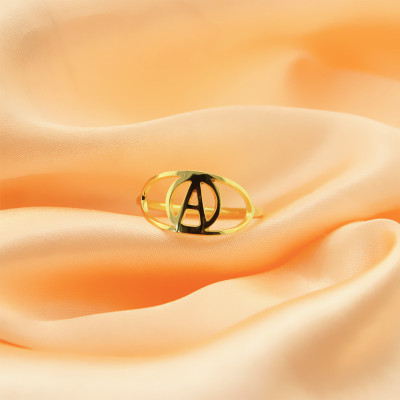 Personalized Eye Rings with Initial 18ct Gold