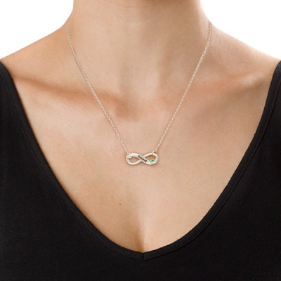 Silver Engraved Swarovski Infinity Necklace