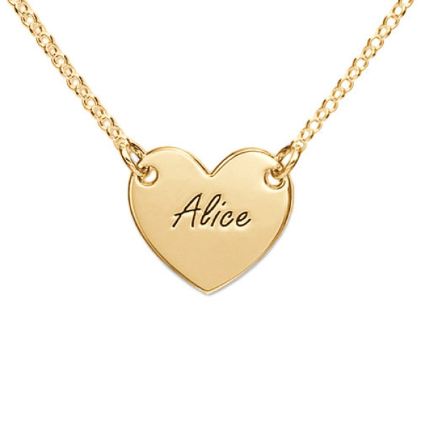 18ct Gold Heart Necklace Engraved