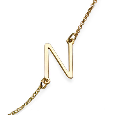 18ct Gold Sideways Initial Necklace