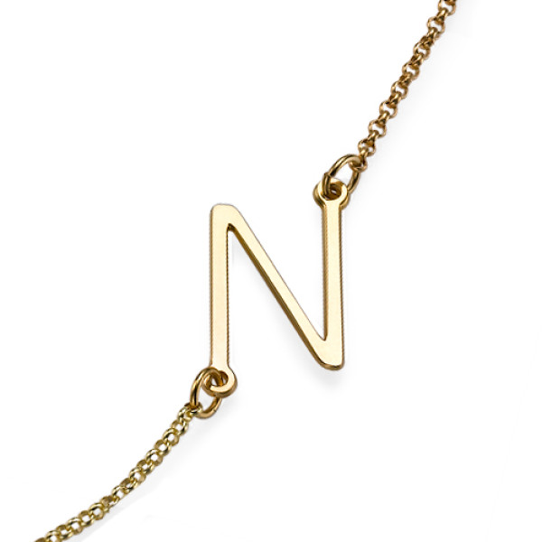 18ct Gold Sideways Initial Necklace
