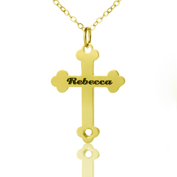 18ct Gold 925 Silver Rebecca Font Cross Name Necklace
