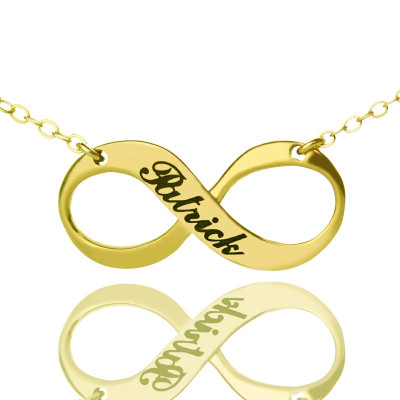 Infinity Symbol Jewellery Necklace Engraved Name 18ct Gold