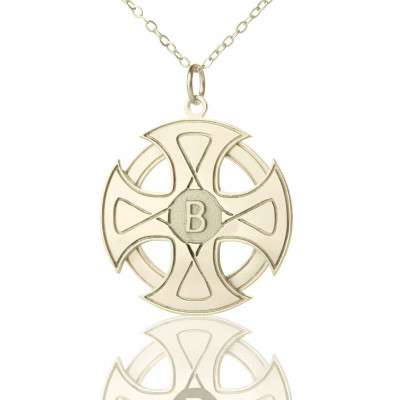 Engraved Celtic Cross Necklace Silver