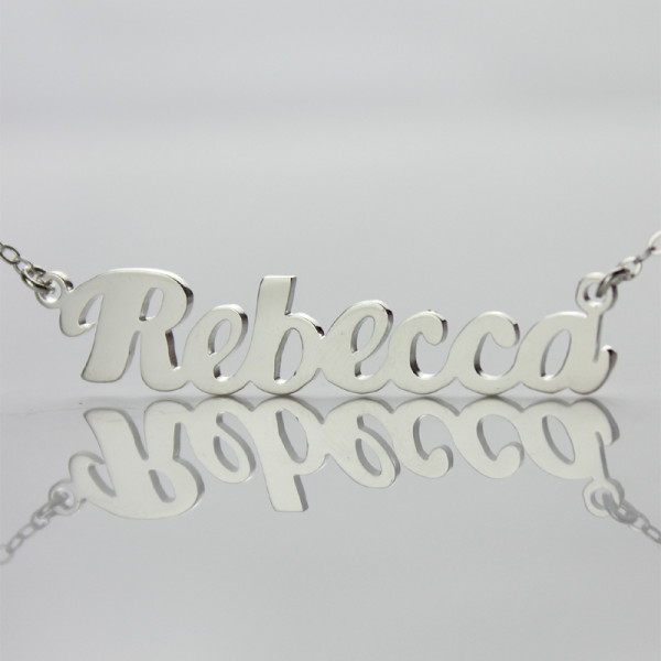 Personalized 18ct White Gold Plated Puff Font Name Necklace