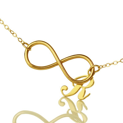 Infinity Knot Initial Necklace 18ct Gold plating