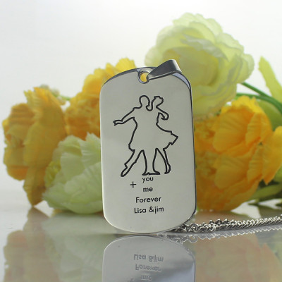 Dancing Theme Dog Tag Name Necklace
