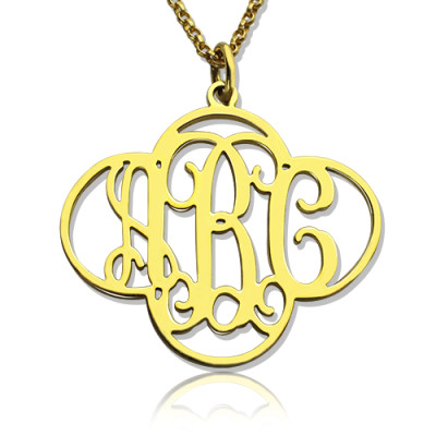 Personalized Cut Out Clover Monogram Necklace 18ct Gold