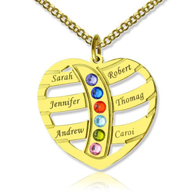 Mothers Necklace With Children Names  Birthstones 18ct Gold 