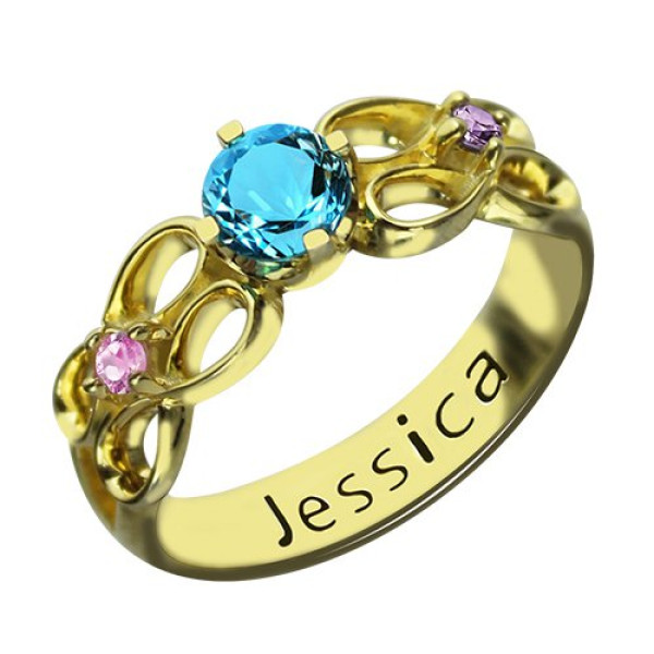 Birthstone Infinity Promise Ring With Name 18ct Gold 
