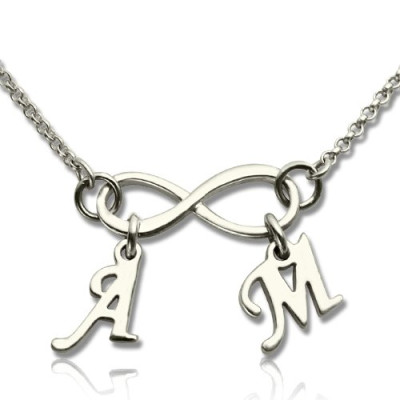 Personalized Infinity Necklace Double Initials Sterling Silver