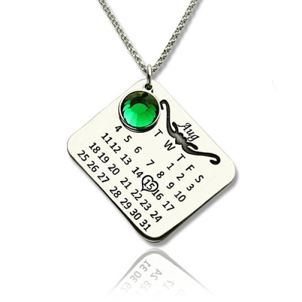 Birthstone Birthday Calendar Necklace Gifts Sterling Silver 