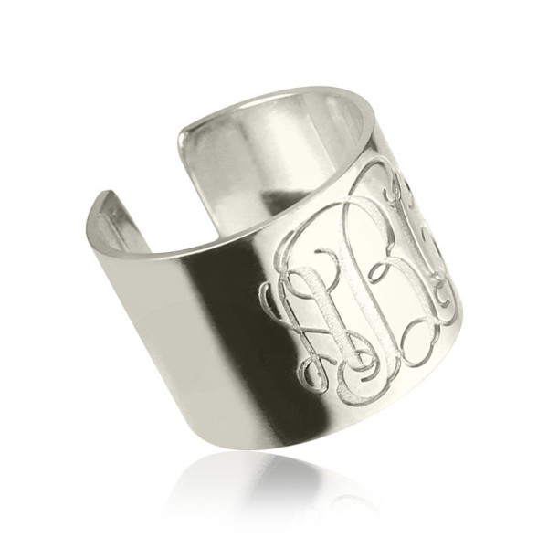 Personalized Monogram Cuff Ring Sterling Silver