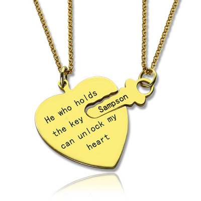 He Who Holds the Key Couple Necklaces Set 18ct Gold