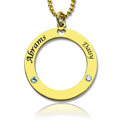 Circle of Love Name Necklace with Birthstone 18ct Gold Silver 