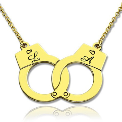 Personalized Handcuff Necklace 18ct Gold
