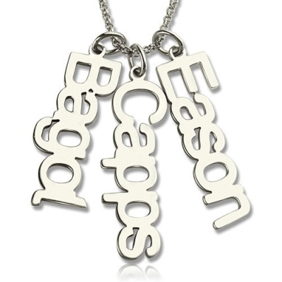 Customised Vertical Multi Names Necklace Sterling Silver