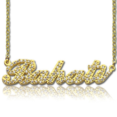 18ct Gold Full Birthstone Carrie Name Necklace 