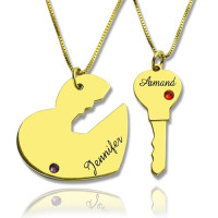 My Heart Couple Name Pendant Necklaces Gold