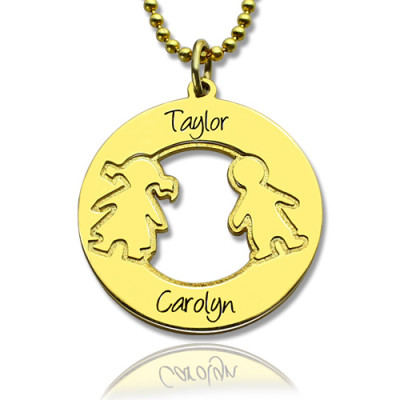 Circle Necklace Engraved Children Name Charms 