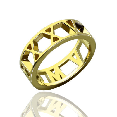 Roman Numeral Date Jewellery Rings 18ct Gold