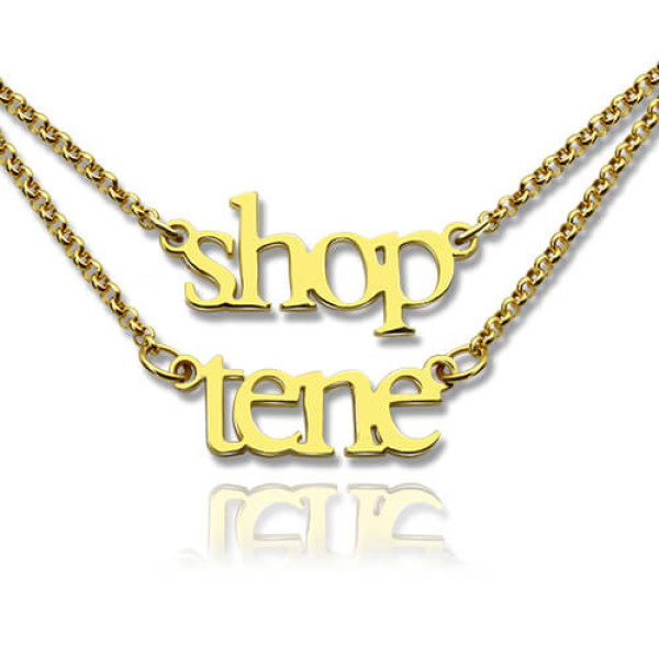 Double layer name on sale necklace