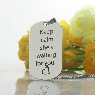 Personalized Cute His and Hers Dog Tag Necklaces Sterling Silver
