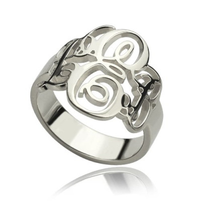 Personalized Fancy Monogram Ring Sterling Silver