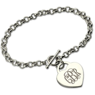 Personalized Monogram Charm Bracelet For Her Silver