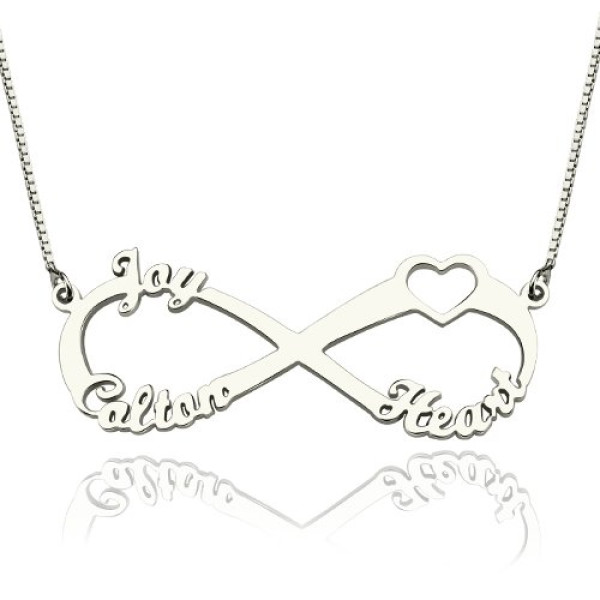 Heart Infinity Necklace 3 Names Sterling Silver