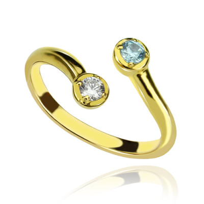 Dual Drops Birthstone Ring 18ct Gold 