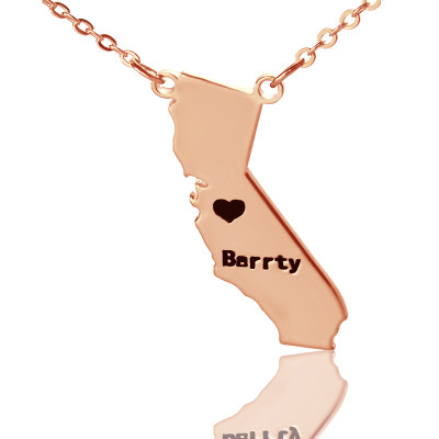 California State Shaped Necklaces With Heart  Name 