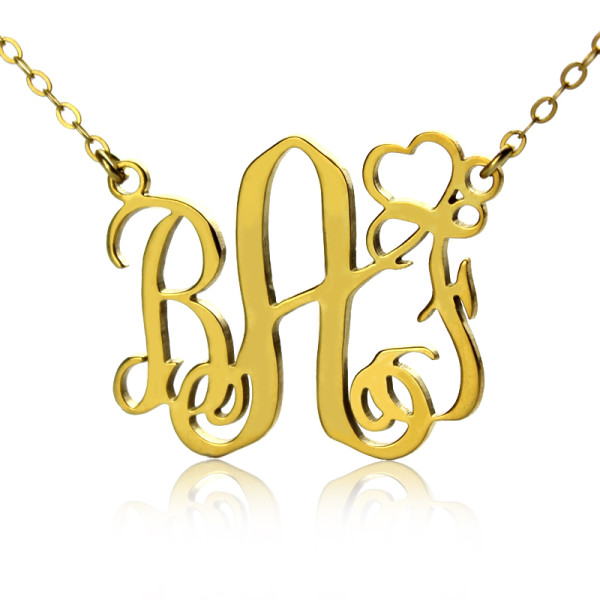 Personalized Initial Monogram Necklace 18ct Solid Gold With Heart