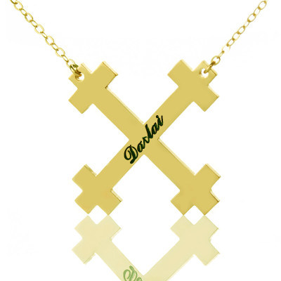 Gold Plated Silver Julian Cross Name Necklaces Troubadour Cross