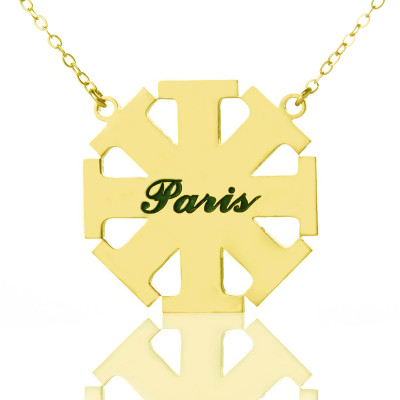 Customised Cross Necklace with Name 18ct Gold 925 Silver