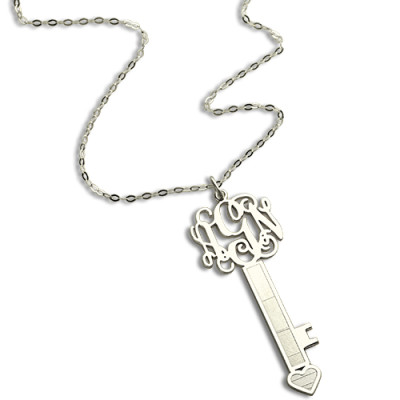 Personalized Key Necklace Sterling Silver with Monogram