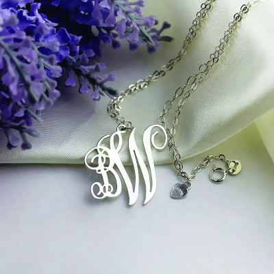 Personalized 2 Initial Monogram Necklace Sterling Silver