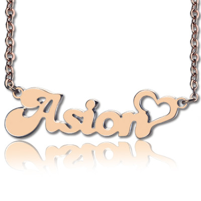 Personalized BANANA Font Heart Shape Name Necklace 