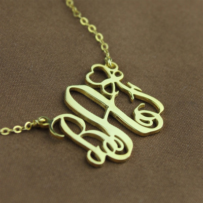 Personalized Initial Monogram Necklace 18ct Solid Gold With Heart