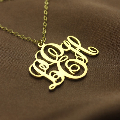 Personalized Vine Font Initial Monogram Necklace 18ct Gold