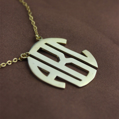 Solid Gold 18ct Initial Block Monogram Pendant Necklace