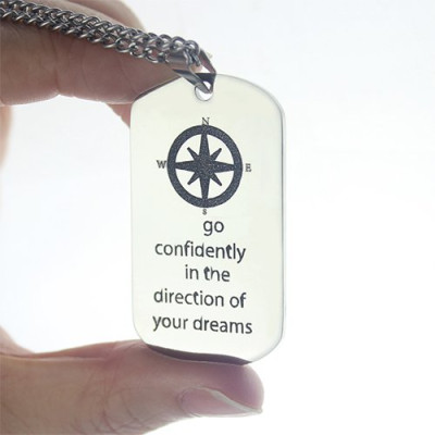 Compass Man's Dog Tag Name Necklace