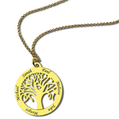 Tree of Life Jewellery Family Name Necklace in 18ct Gold