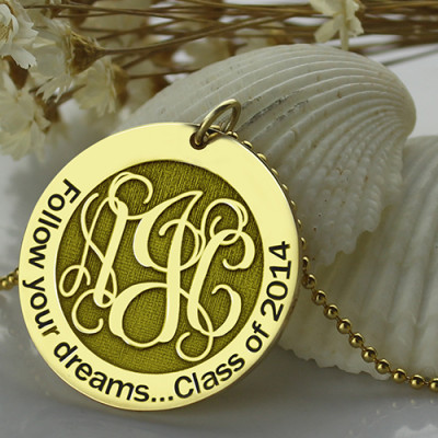 Follow Your Dreams Disc Monogram Necklace 18ct Gold