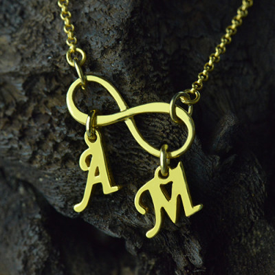 Infinity Pendant Double Initial 18ct Gold