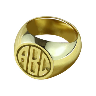 Customised Signet Ring with Block Monogram 18ct Gold
