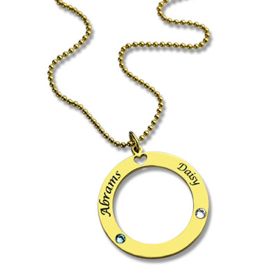 Circle of Love Name Necklace with Birthstone 18ct Gold Silver 