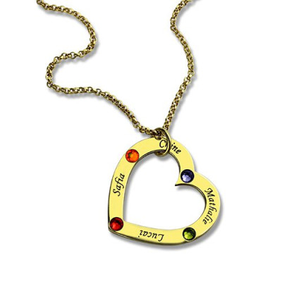 Gold Plated Birthstone Heart Necklace For Mother 