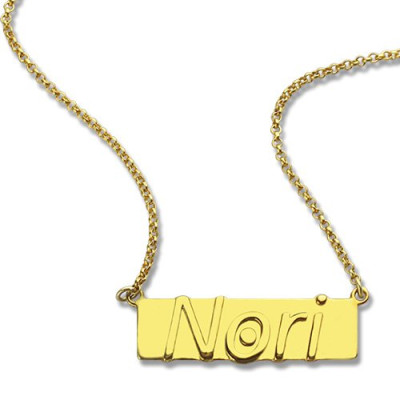 Custom Nameplate Bar Necklace 18ct Gold